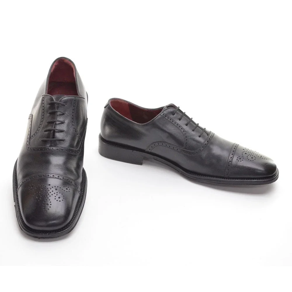 Men Bruno Magli Black Leather Brogue CapToe Oxford 11 M